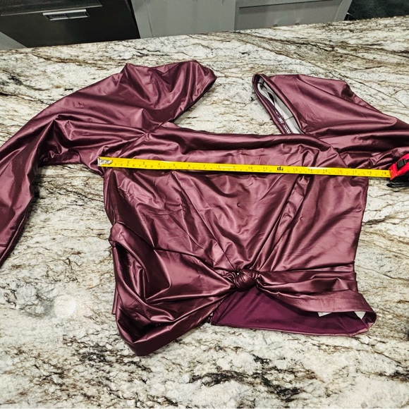 Free People Hatch Me If You Can Faux Leather Twist Front Crop Metallic NWT - Picture 5 of 9